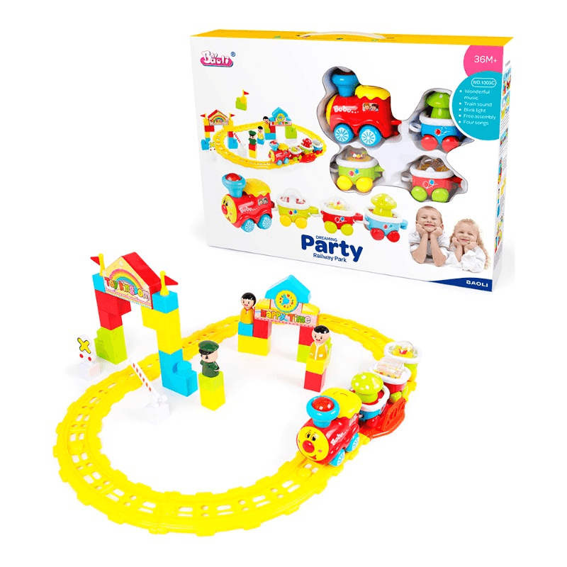 Sanjiao Play Vehicles Toddlers Railway Park Toy Set 20 Pcs