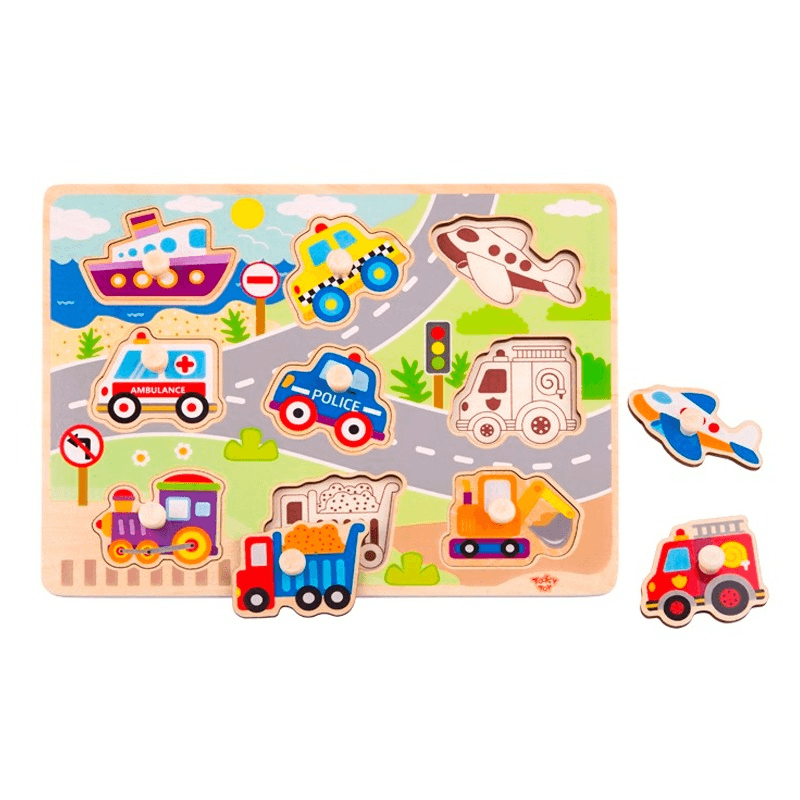 Tooky Toy Wooden Puzzle Vehicle - 10 Pcs