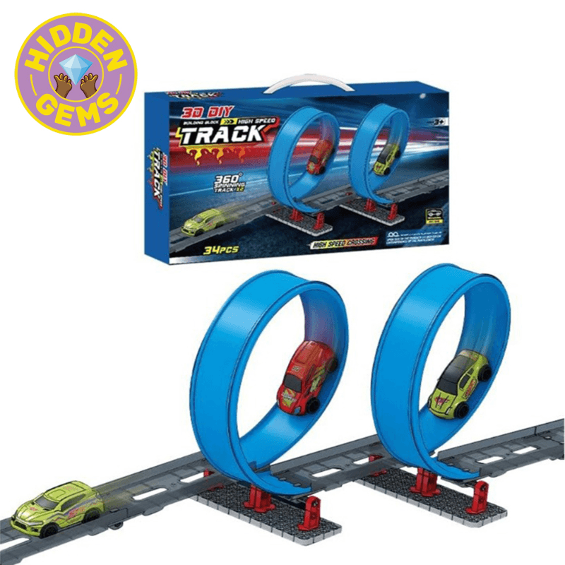 3D DIY Building Block High-Speed Track with Pull-Back Car