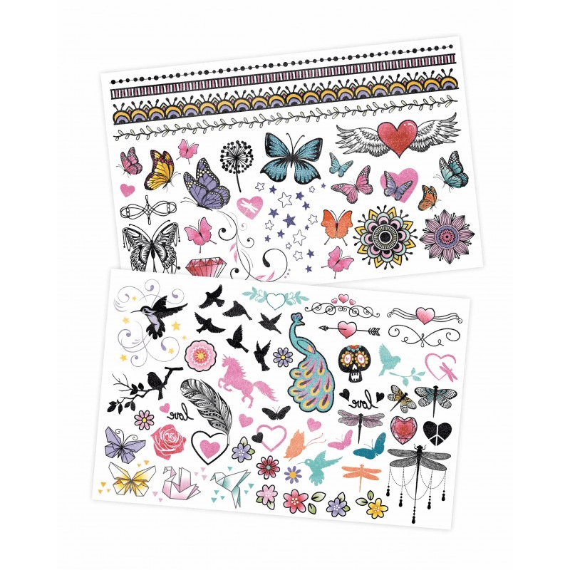 Buki Removable Tattoo 75 Pieces Colors Glitter