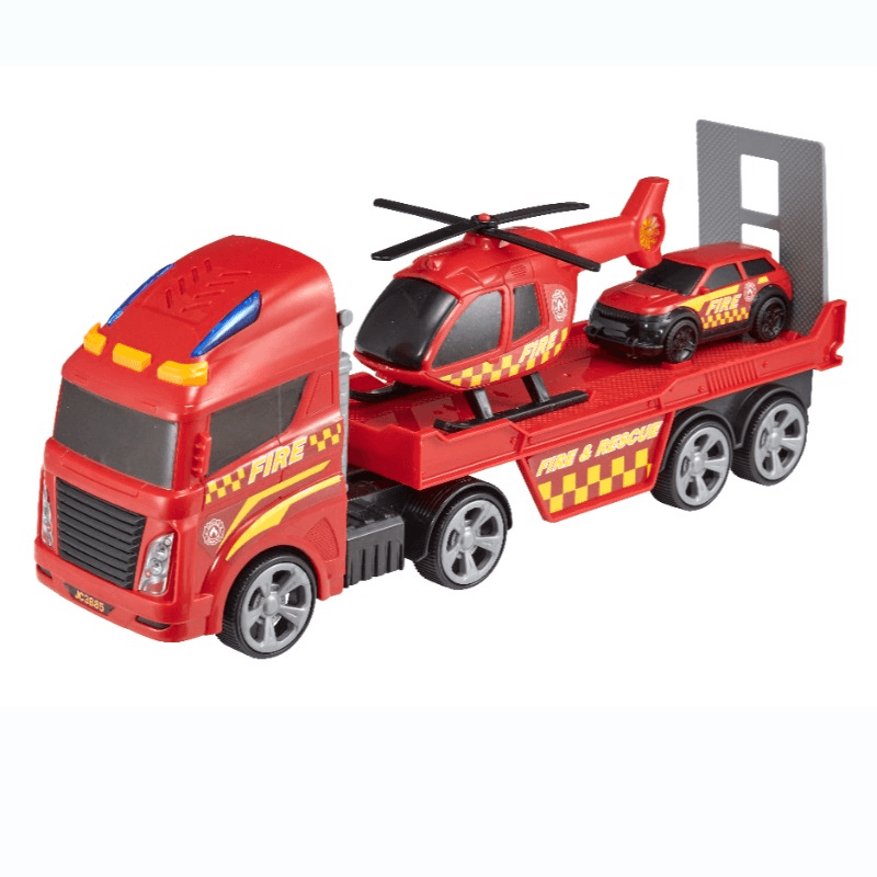 Teamsterz Mighty Machines Light & Sound Fire Heli Transporter