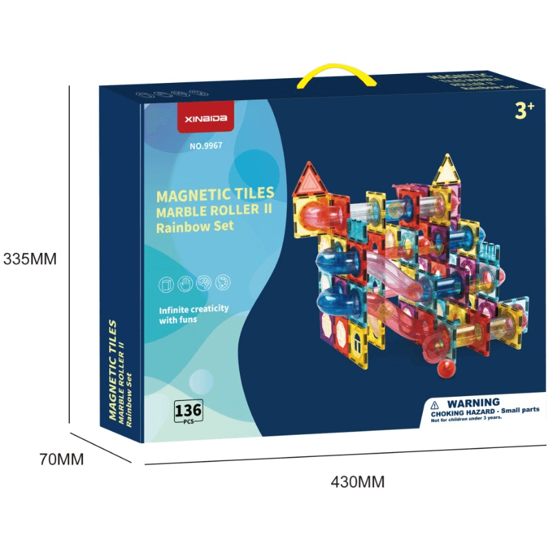 Magnetic Tiles Marble Roller II Rainbow Set - 136 Pcs