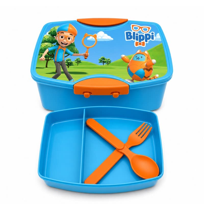 Deluxe Lunch Box with Spoon and Fork Blue