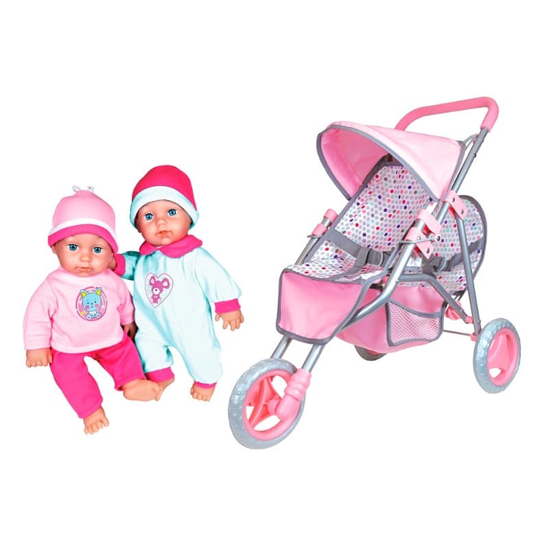 Lissi Twin Baby Dolls With Twin Jogger Stroller - 11 Inch thumbnail 4
