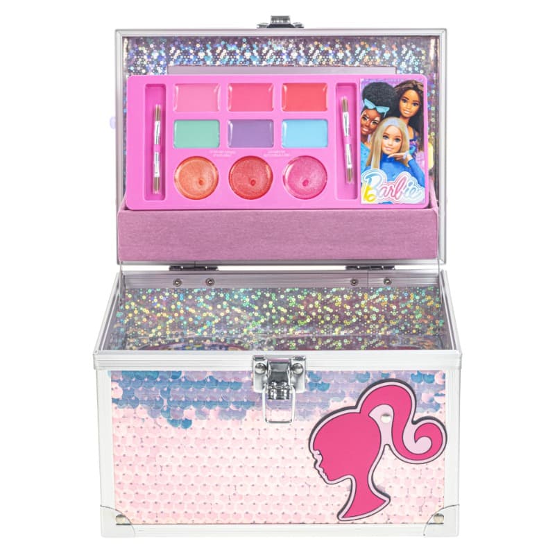 Barbie Sequin Cosmetic Train Case Beauty Set for Kids thumbnail 4
