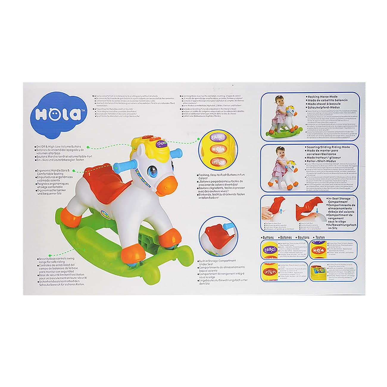 Hola 2 In 1 Rocking And Riding Pony - White thumbnail 2