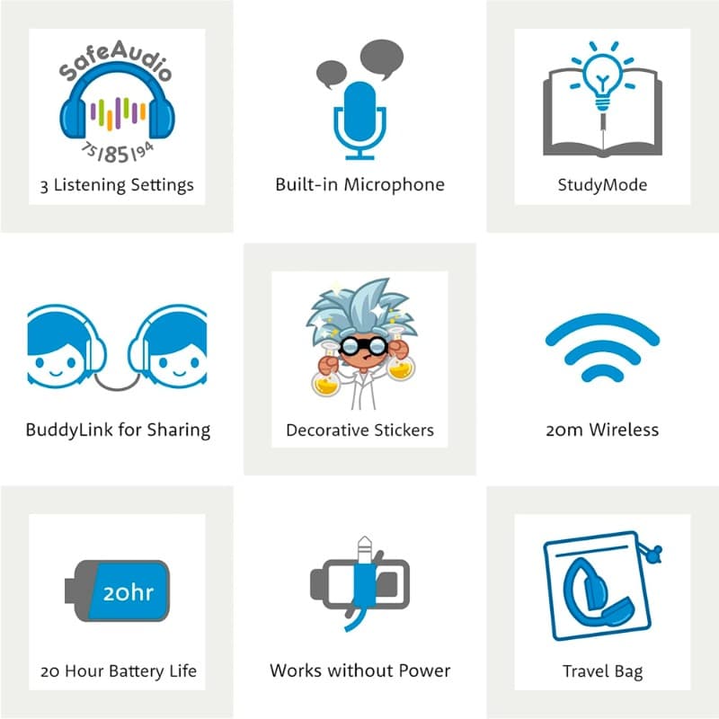 BuddyPhones Explore Kids Wireless Headphones - Blue thumbnail 5