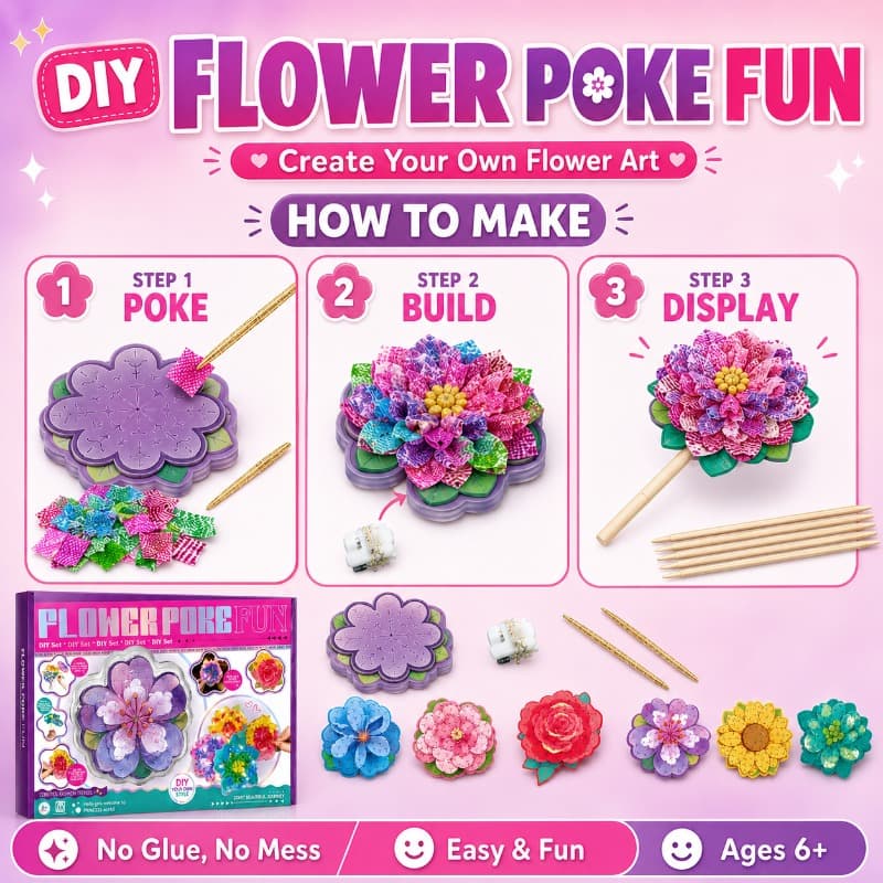 Vanilla Diy Push In Flower Bouquet Craft Kit Arts And Crafts Toy for Kids thumbnail 5