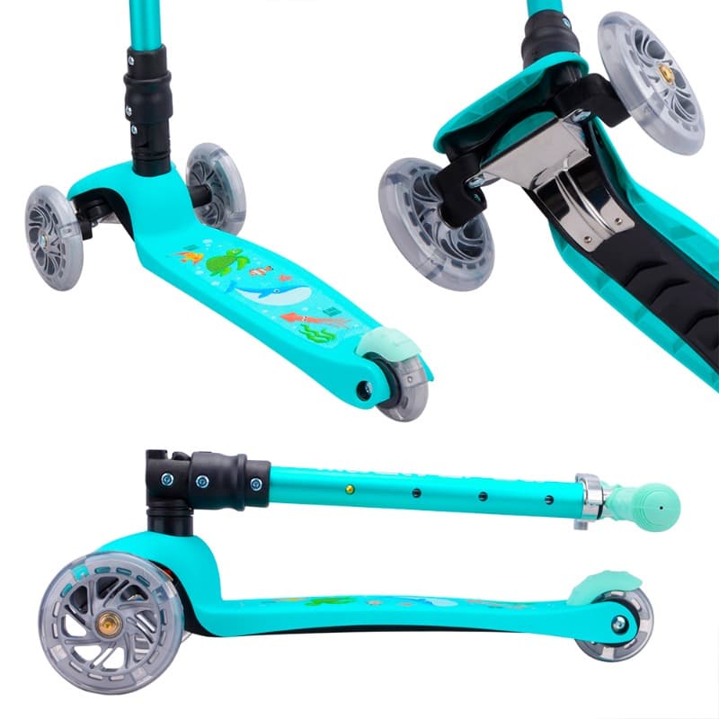 BOLDCUBE 3 Wheel Scooter Folding Teeny Ocean (Aqua) thumbnail 2