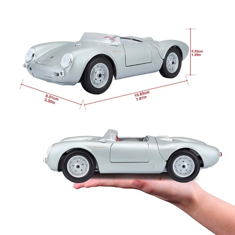 Maisto 1:18 Scale Porsche 550A Spyder Diecast Vehicle - Silver thumbnail 2