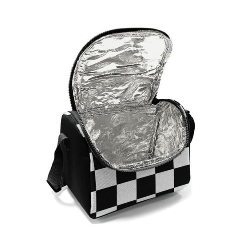 Coral High Kids Thermal Lunch Bag - Black and White Checkerboard Design thumbnail 4