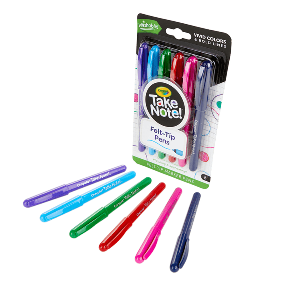Crayola Take Note Washable Felt Tip Pens 6 Count thumbnail 2