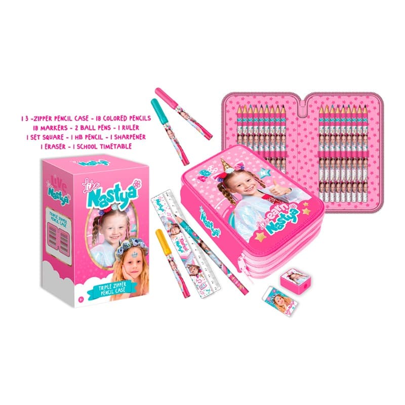Like Nastya 3 Zippers Pencil Case thumbnail 2