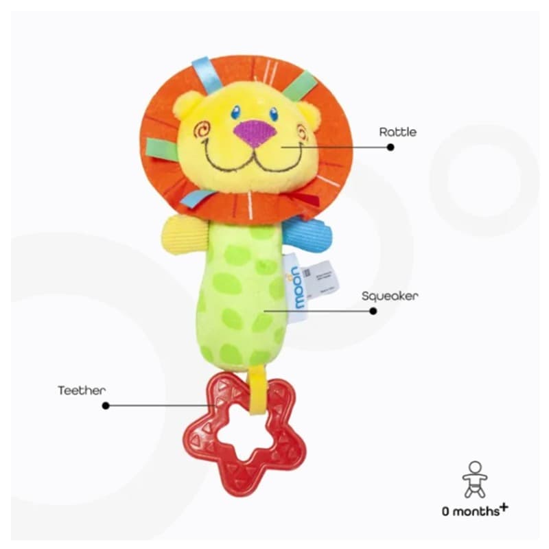 Moon Soft Plush Rattle with Squeak and Teething Sounds thumbnail 2