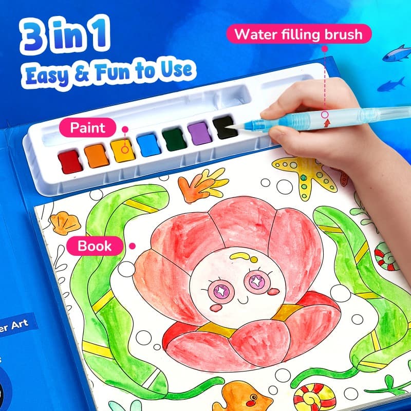 Vanilla Sea Animals Watercolor Painting Set Art Craft Toy for Kids thumbnail 3