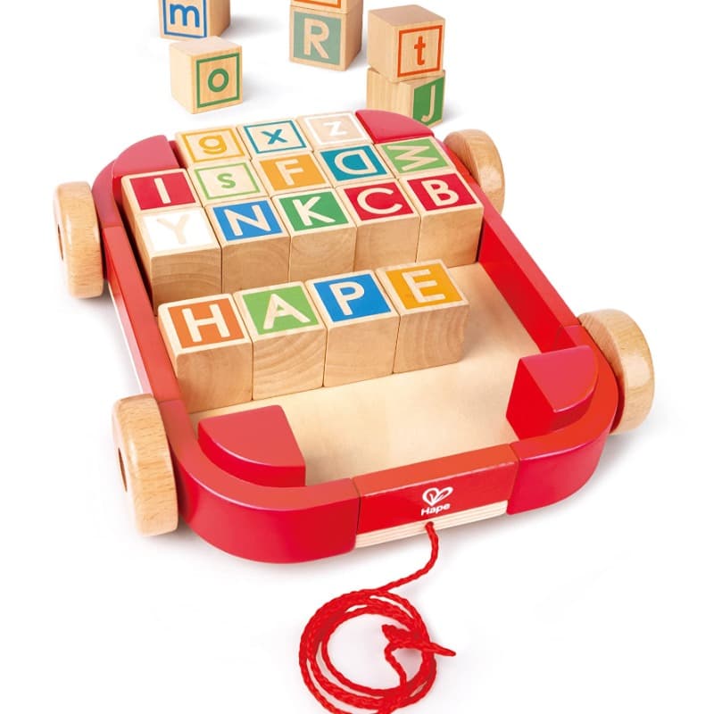 Hape Pull Along Cart With Stacking Blocks