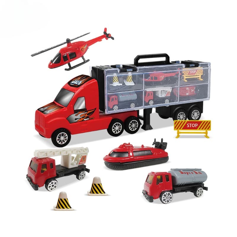 First Kid Little Ant Metal Hauler 1:35 Scale Fire Rescue Transport Car Carrier Truck Set