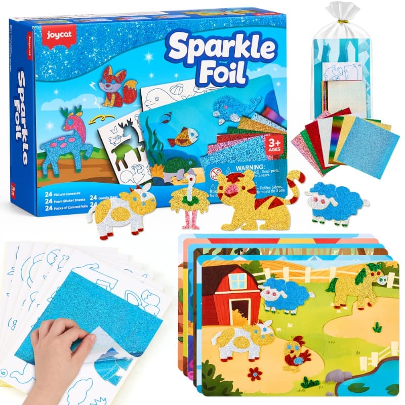 Joycat Animals Sparkle Foil Art Kit Diy Craft Toy for Kids