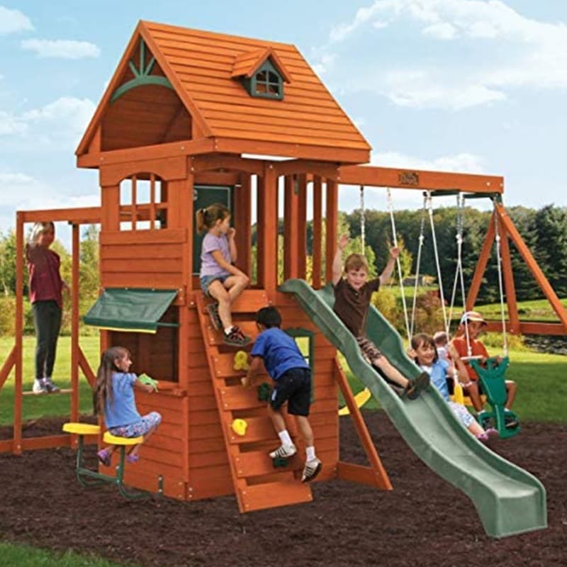 KidKraft Ridgeview Deluxe Clubhouse Wooden Swing Set thumbnail 5