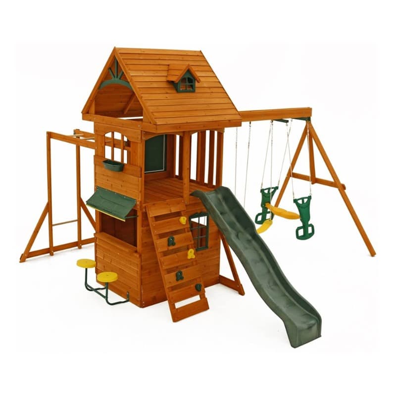 KidKraft Ridgeview Deluxe Clubhouse Wooden Swing Set thumbnail 2