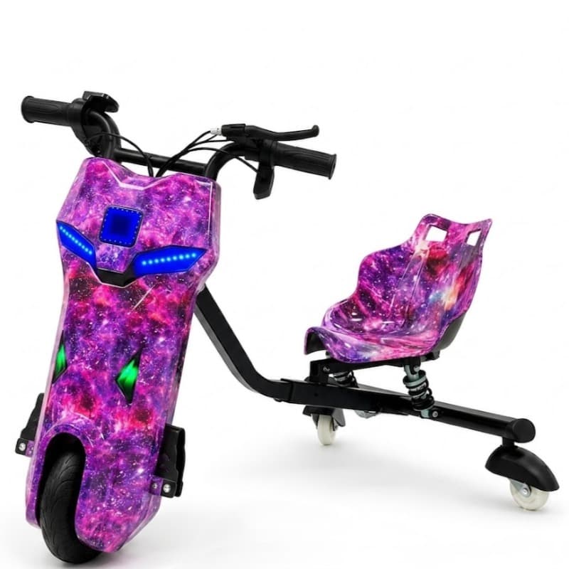 First Drive Kids Electric Drift Trike 250W Black Lightning LED with Helmet and Safety Pads