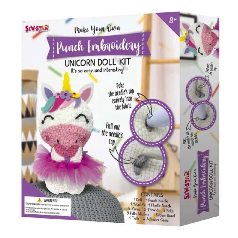 Sew Star Punch Embroidery Unicorn Kit