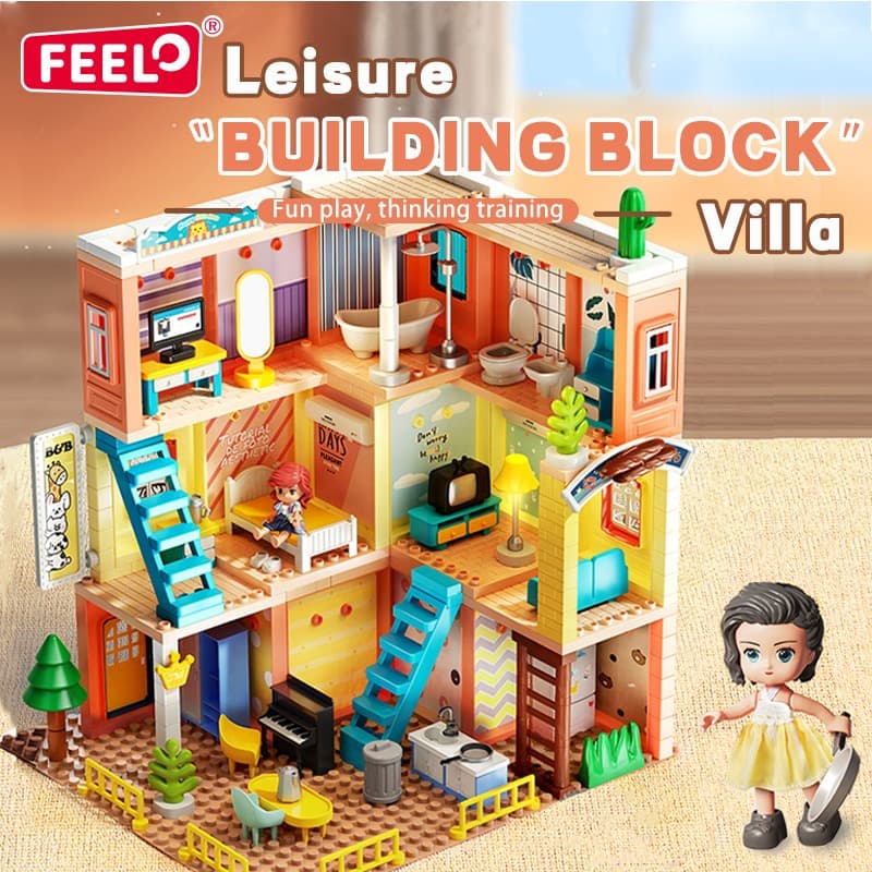 Feelo Genius Architect Multi Room Dollhouse Blocks Set 243 Pieces thumbnail 3