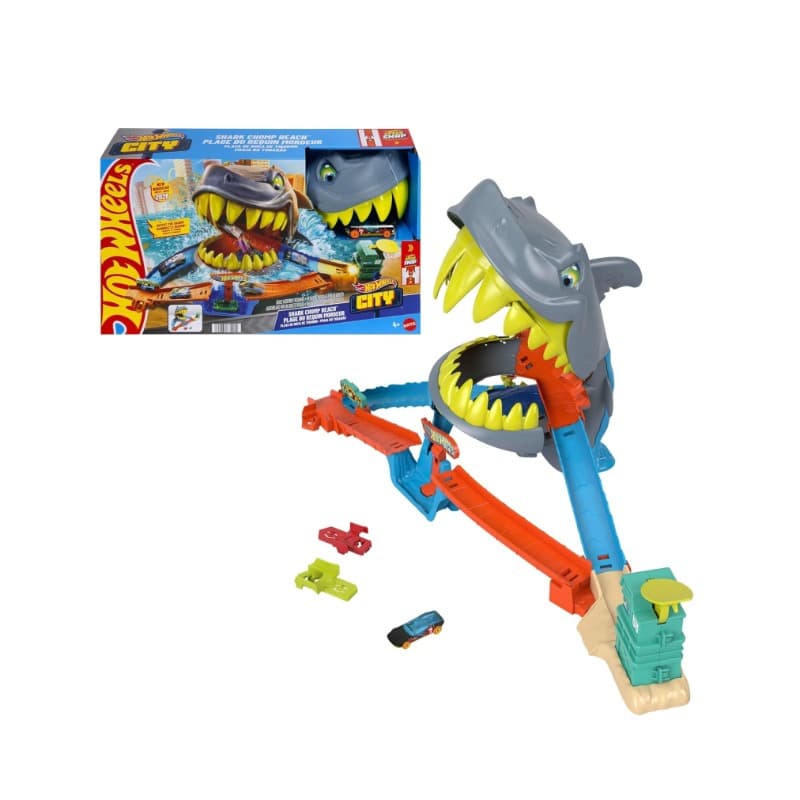 Hot Wheels Toy Car Track Set City Shark Chomp Beach Playset 1:64 Scale thumbnail 2