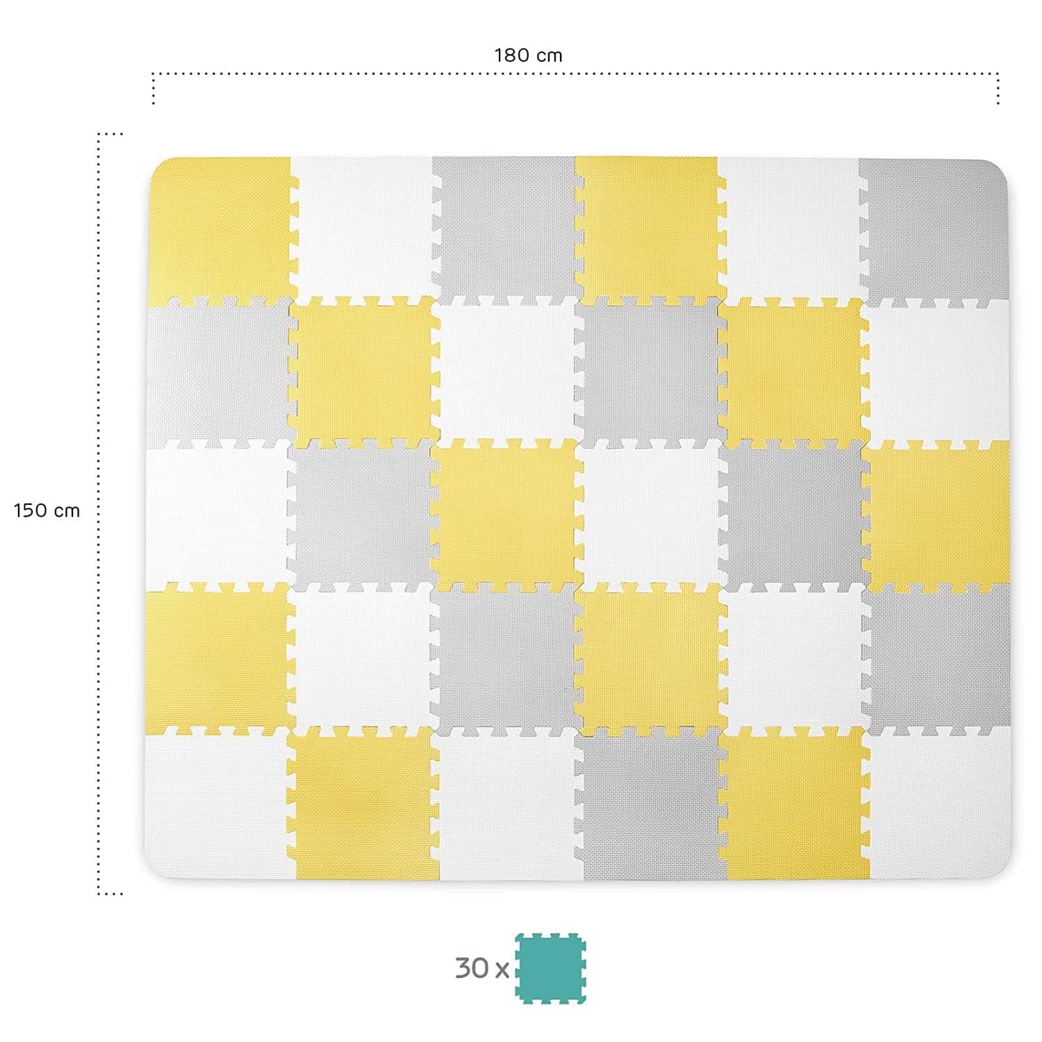 Kinderkraft Luno Foam Puzzles Play Mat - Yellow thumbnail 4