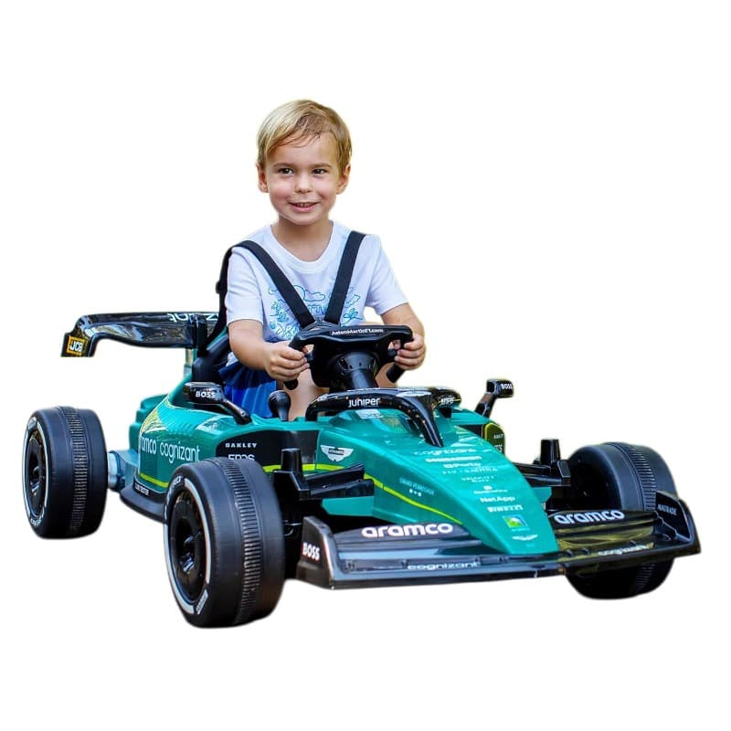Aston Martin Aramco Formula 1 12V Ride On Car with Remote Control