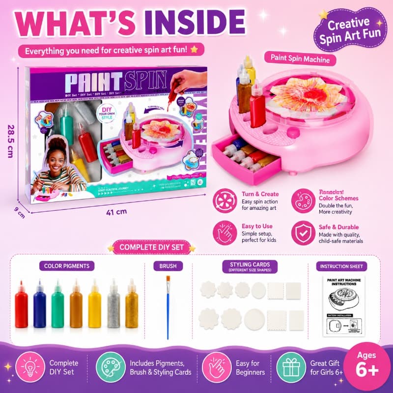 Vanilla Spin Art Machine Paint Spinner Craft Kit Toy for Kids thumbnail 5