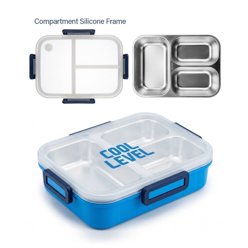 Cool Level Stainless Steel Compartment Lunch Box Blue