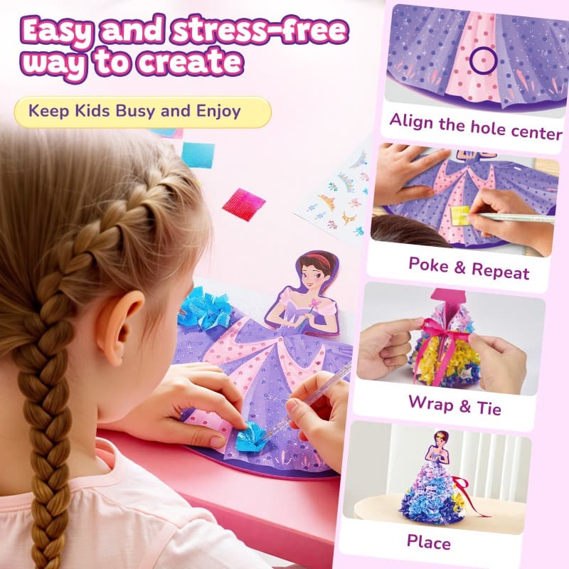 Joycat Poke In Princess Dress Up Craft Kit Diy Fabric Art Toy for Girls thumbnail 3