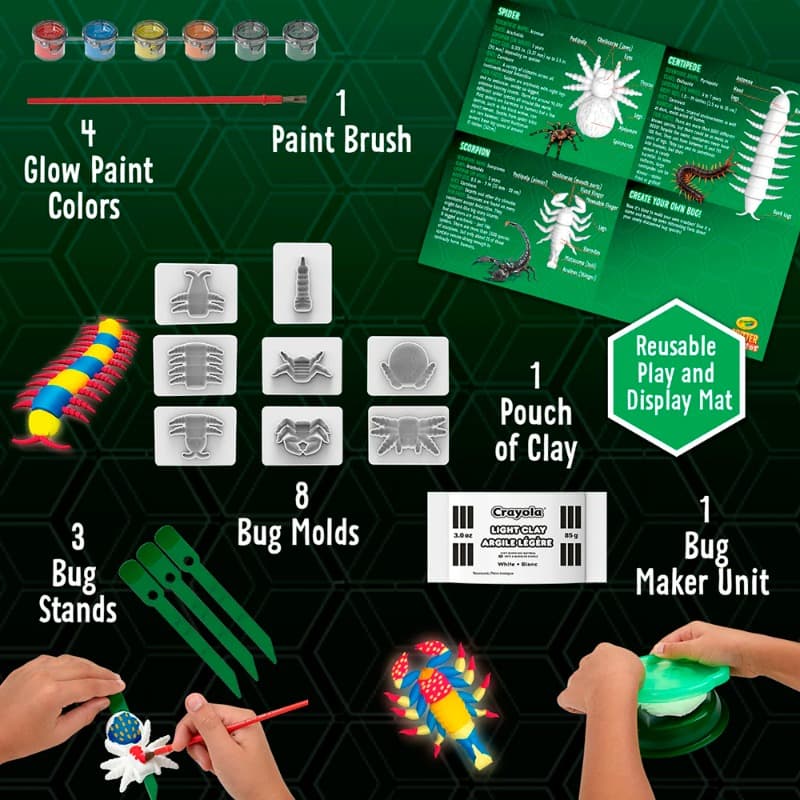 Crayola Critter Creator Glow in The Dark Clay Art Kit With Paint thumbnail 5