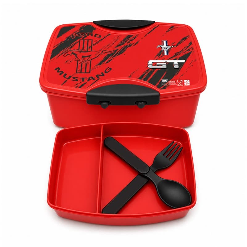 Deluxe Lunch Box with Spoon and Fork red