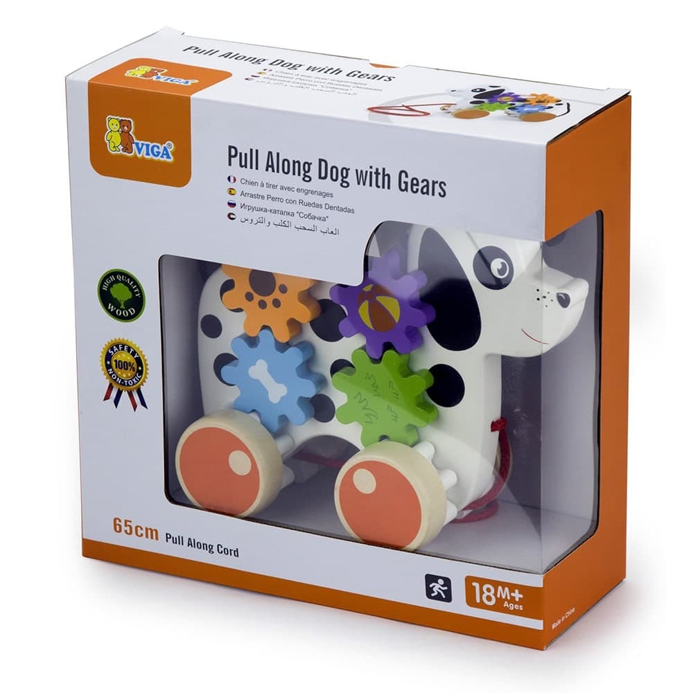 VIGA Pull Along Dog With Gears