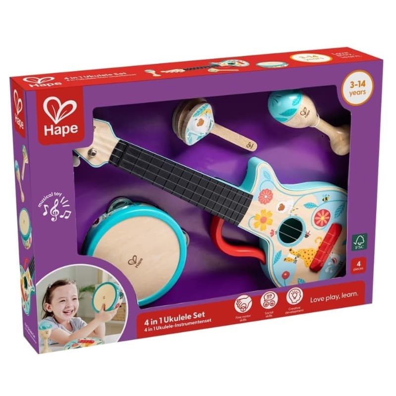 Hape 4 in 1 Ukulele Set