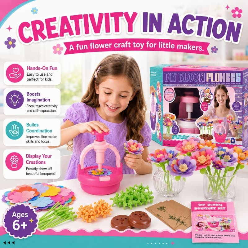 Vanilla Diy Fabric Flower Bouquet Craft Kit for Girls Arts And Crafts Toy thumbnail 4