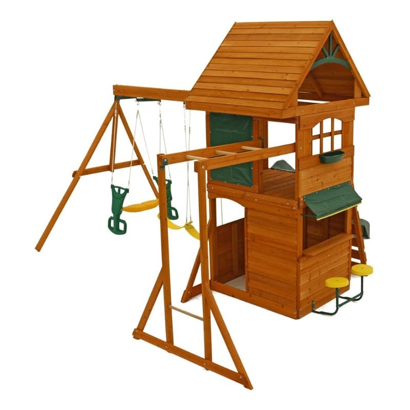 KidKraft Ridgeview Deluxe Clubhouse Wooden Swing Set thumbnail 3