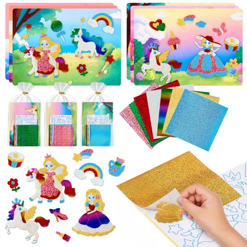 Joycat Unicorns Sparkle Foil Art Kit Diy Craft Toy for Kids thumbnail 2
