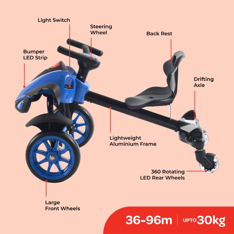Moon Drifter Drift 4 Wheel Bike - Blue thumbnail 2