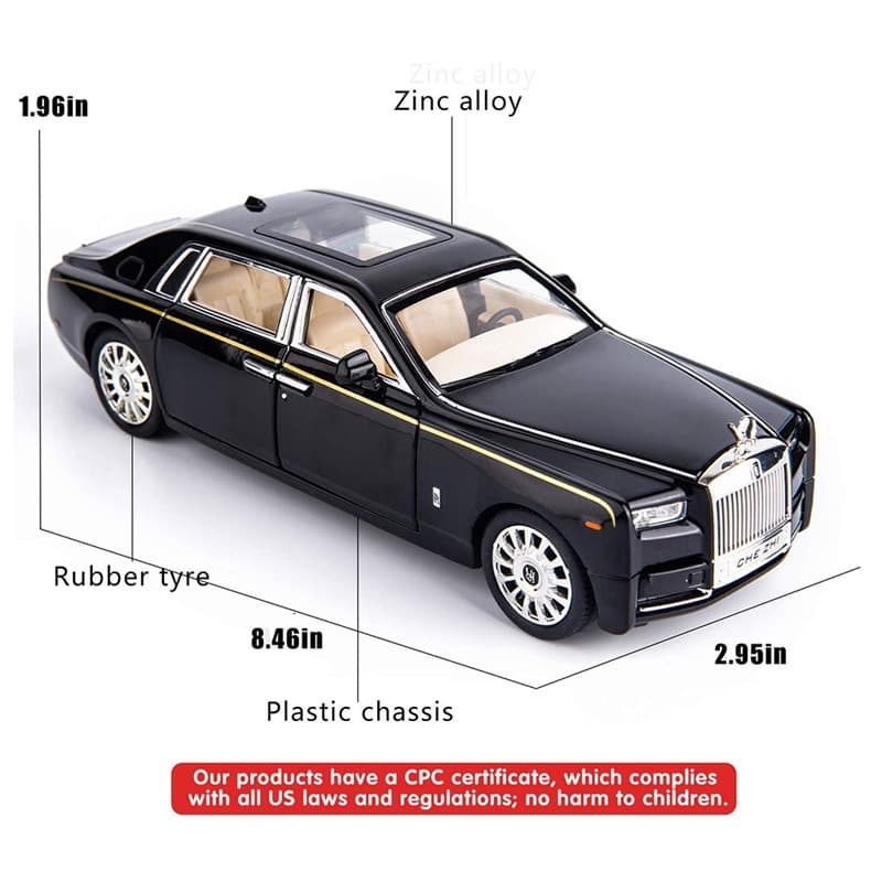 Rolls Royce Phantom Sound And Light Pull Back Die Cast - White thumbnail 4