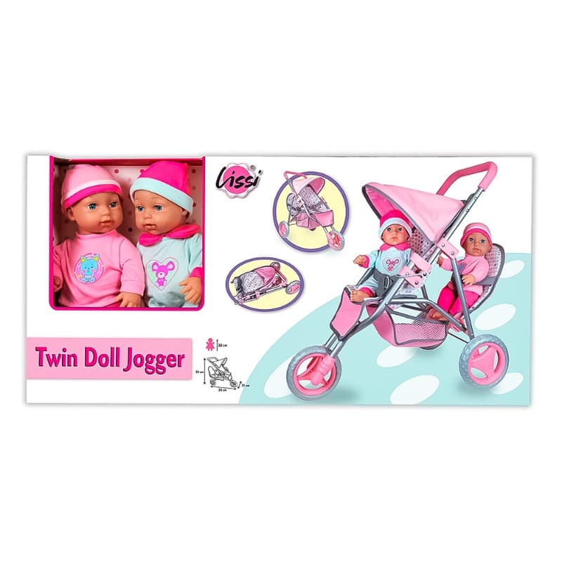 Lissi Twin Baby Dolls With Twin Jogger Stroller - 11 Inch thumbnail 2