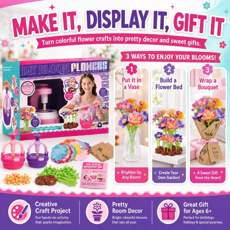 Vanilla Diy Fabric Flower Bouquet Craft Kit for Girls Arts And Crafts Toy
