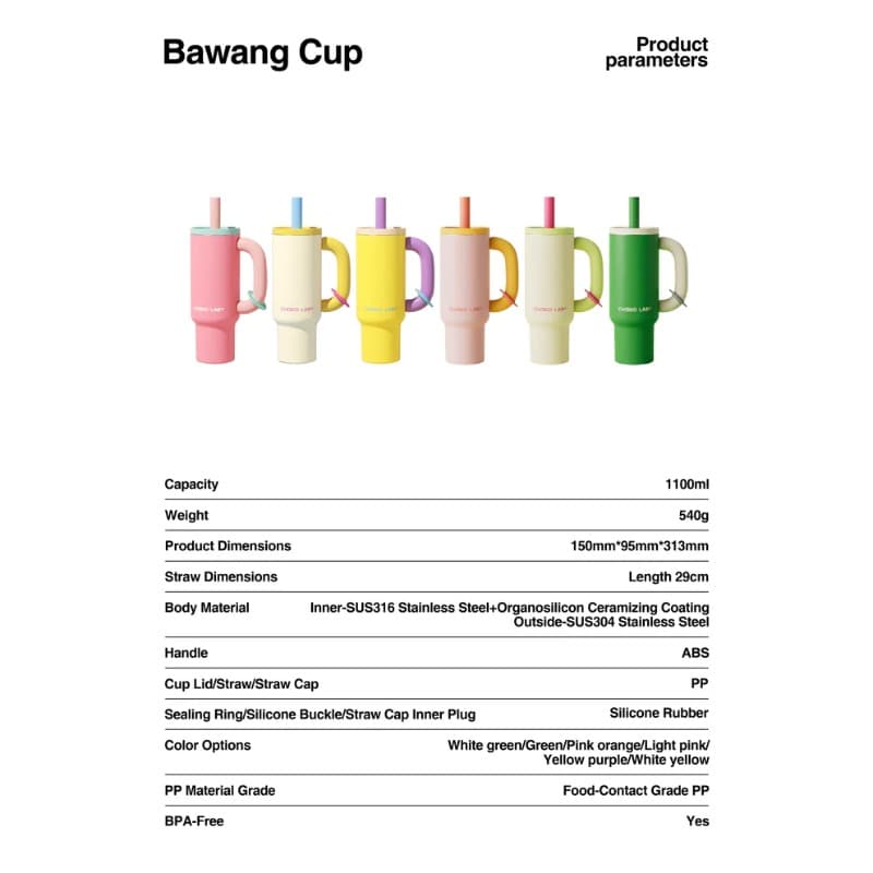 Bawang Tumbler With Ceramic Coating Yellow purple 1100ml thumbnail 2