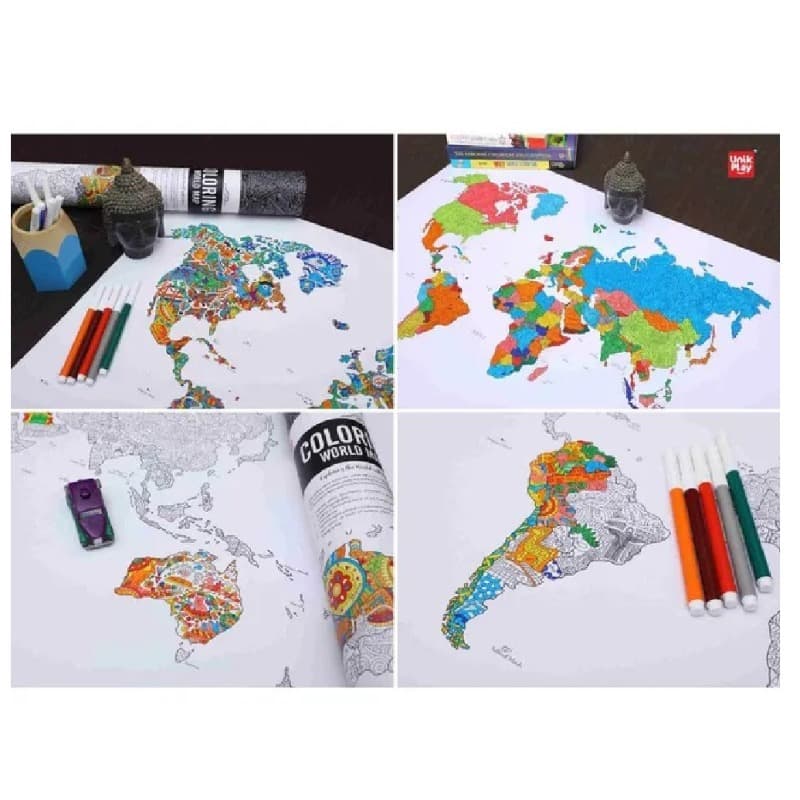 Unikplay World Map Geography Colouring Poster thumbnail 2