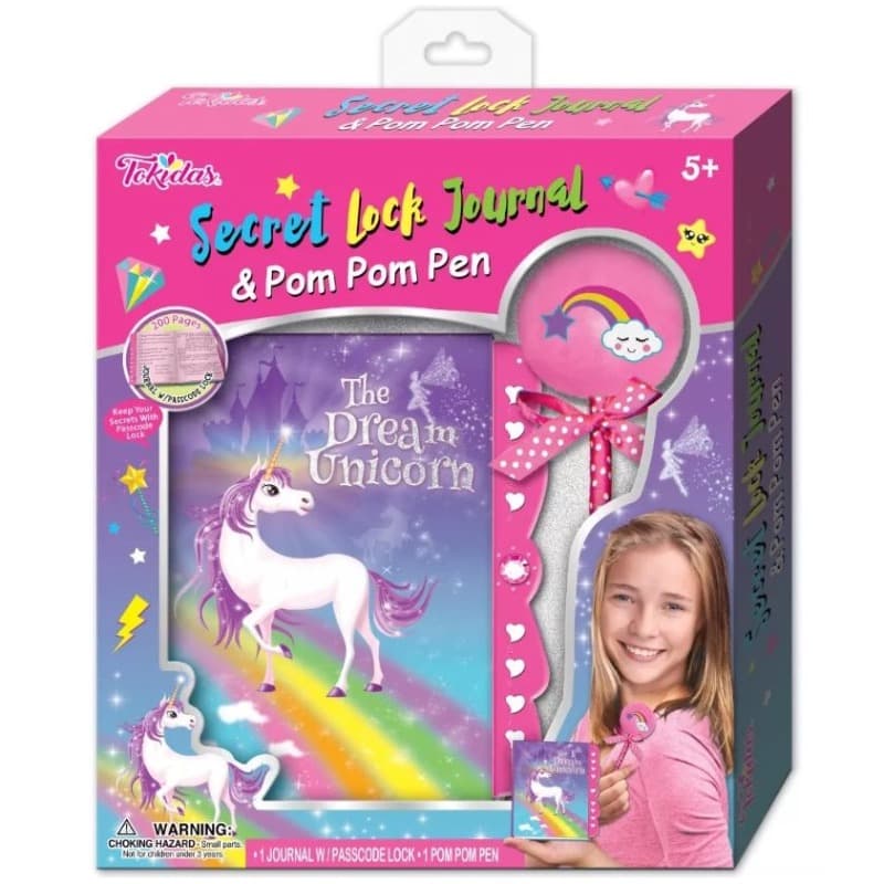 Tokidas Secret Lock Journal And Pom Pom Pen - Dream Unicorn