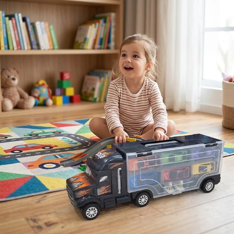 First Kid Little Ant Metal Hauler 1:36 Scale Transport Car Carrier Truck Set thumbnail 4