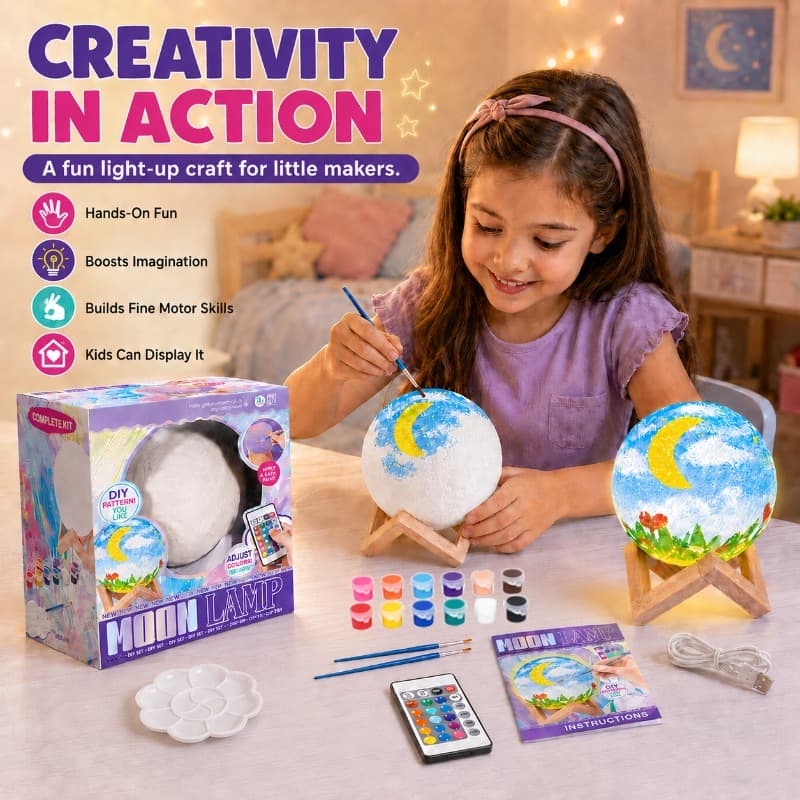Vanilla Paint Your Own Moon Lamp Kit Usb Rechargeable Diy Craft Toy thumbnail 3