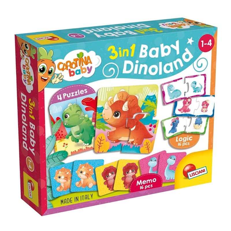 Lisciani Carotina Baby Dinoland 3D Puzzle 3 In 1
